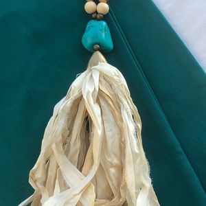 Cream and Gold Silk Tassel Necklace